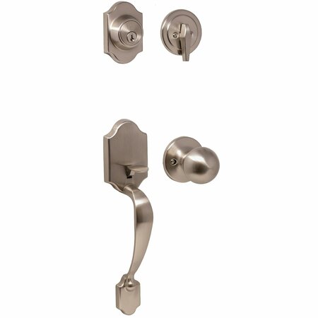 WESLOCK Parkside Single Cylinder Handleset with Hudson Trim Satin Nickel 02820-NGNFR2D